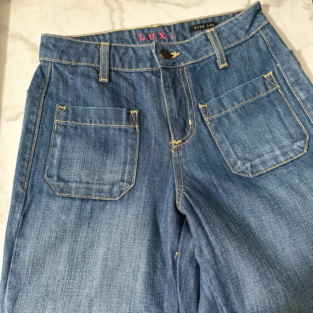 Lux Wide Leg Patch Pocket Denim Jeans